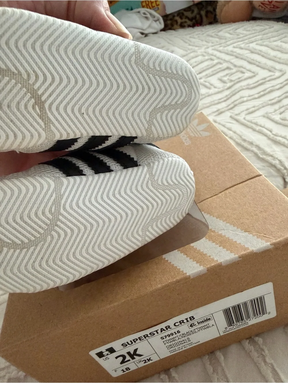 adidas Baby Superstar Crib Shoes in White and Black